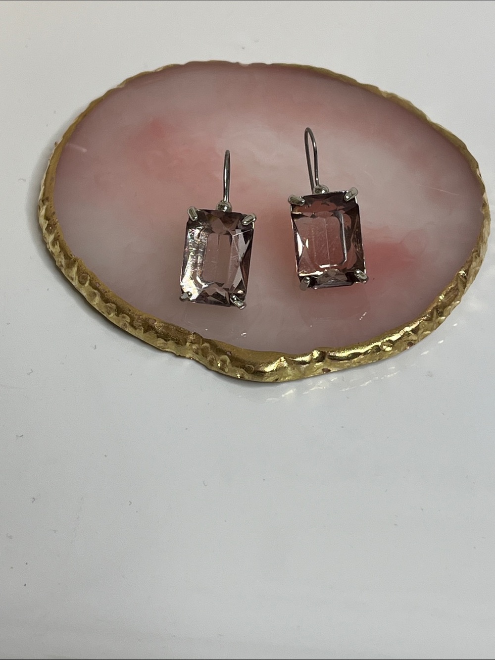Silver-Tone Rectangular Light Crystal Drop Earrings - Women Jewelry - Picture 3 of 9